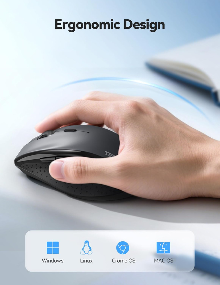 TECKNET Wireless Mouse Rechargeable,Mouse for Laptop Computer,2.4G USB Computer