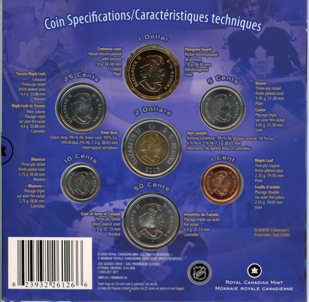 2005-06 Toronto Maple Leafs - 7 Coin Set