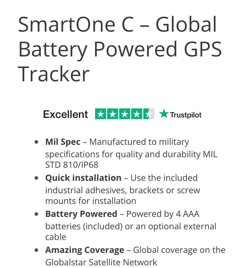 Globalstar SmartOne C Global Battery Powered GPS Asset Tracker