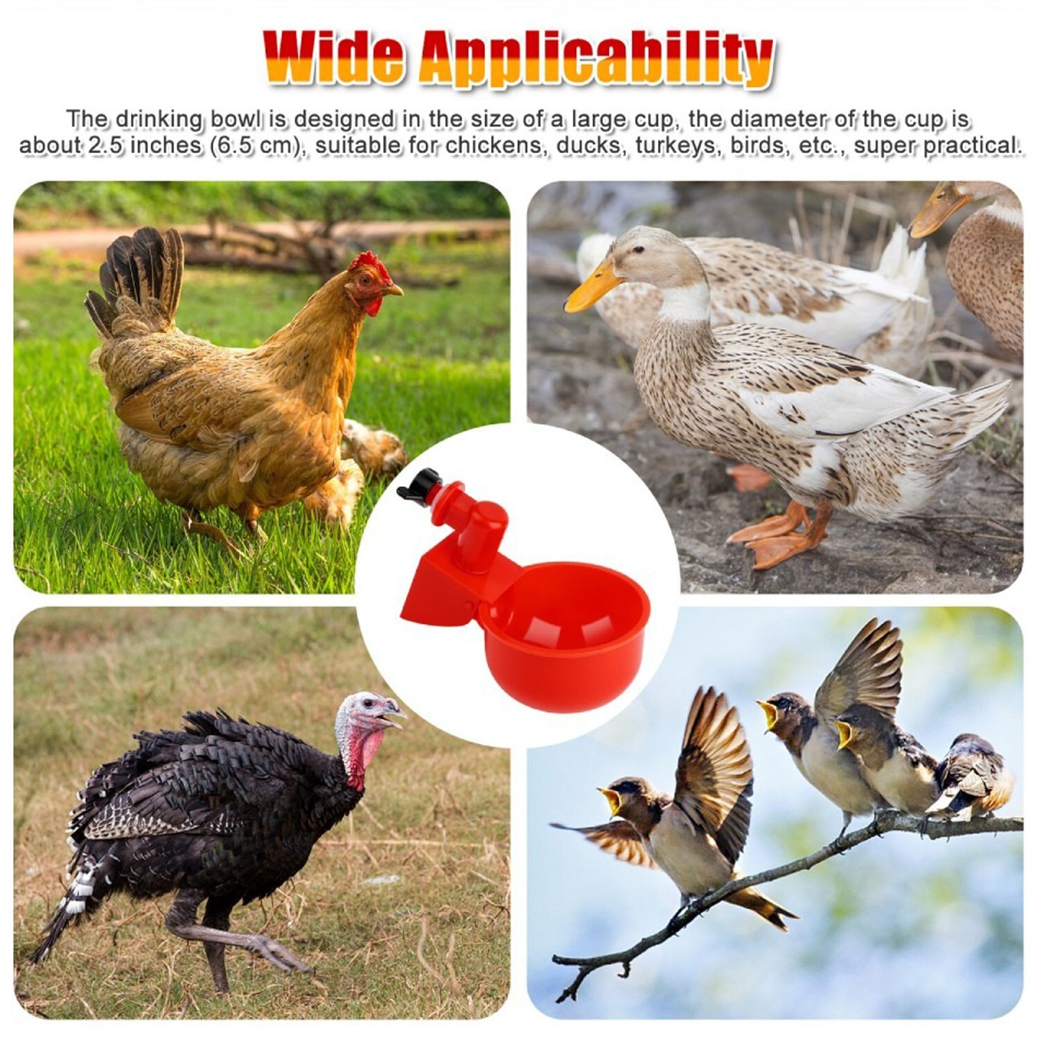 12PCS Chicken Automatic Watering Cups Drinker Waterer for Duck Quail Hen Poultry