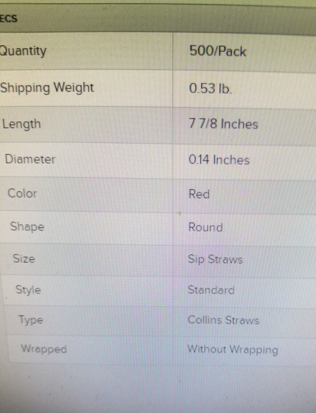 (500 STRAWS) CHOICE SIP STRAW RED COLOR 8" BAR COCKTAIL/MIXED DRINKS, .13 in DIA