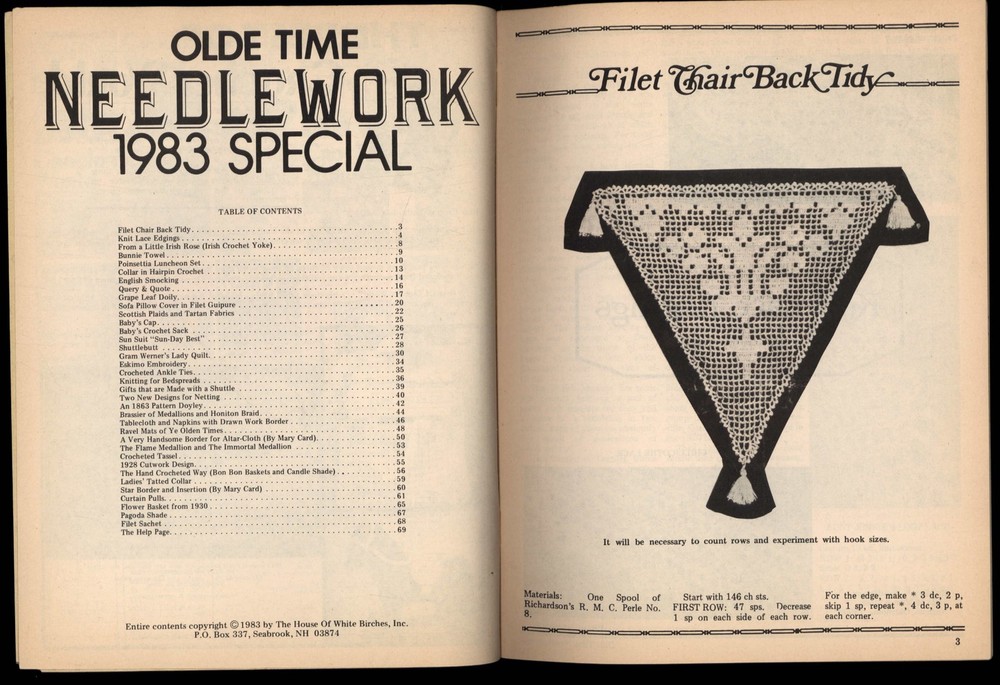 OLDE TIME NEEDLEWORK 1983 special * 35 PATTERNS magazine CROCHET SMOCKING + more
