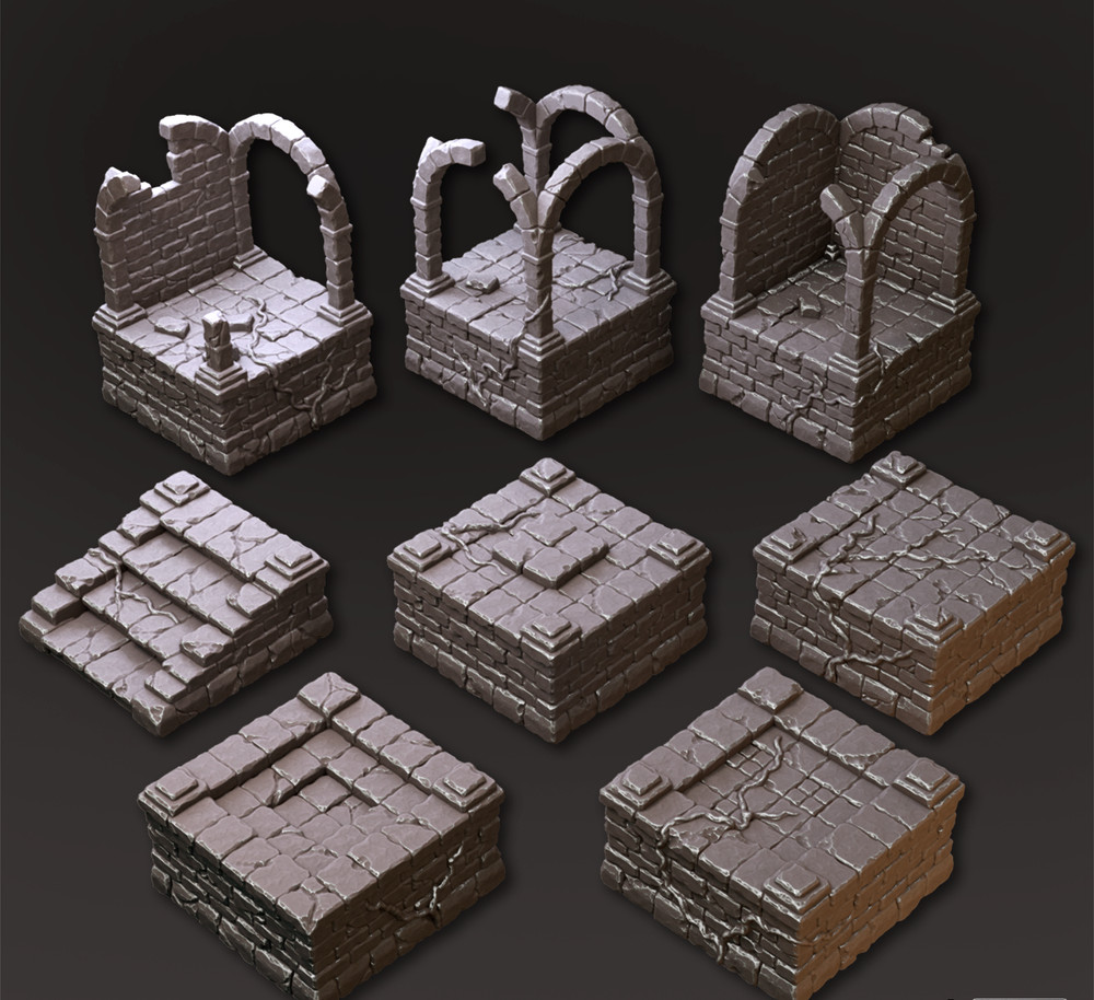 (8) Ancient Ruins - Paintable Modular Platforms