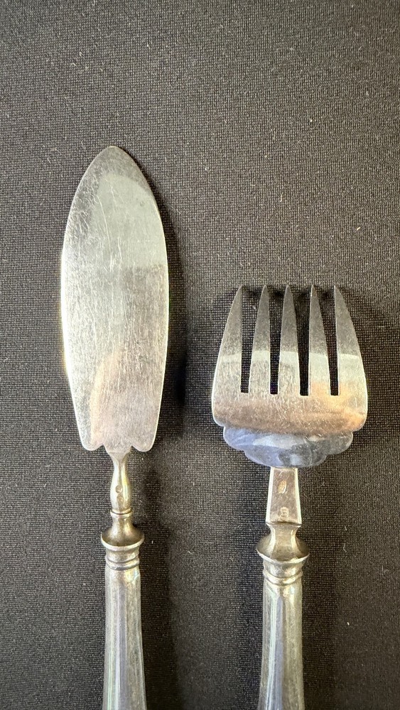 Antique Russian 84 Silver Pastry Server and Fork Set. Solid Silver 875 fine