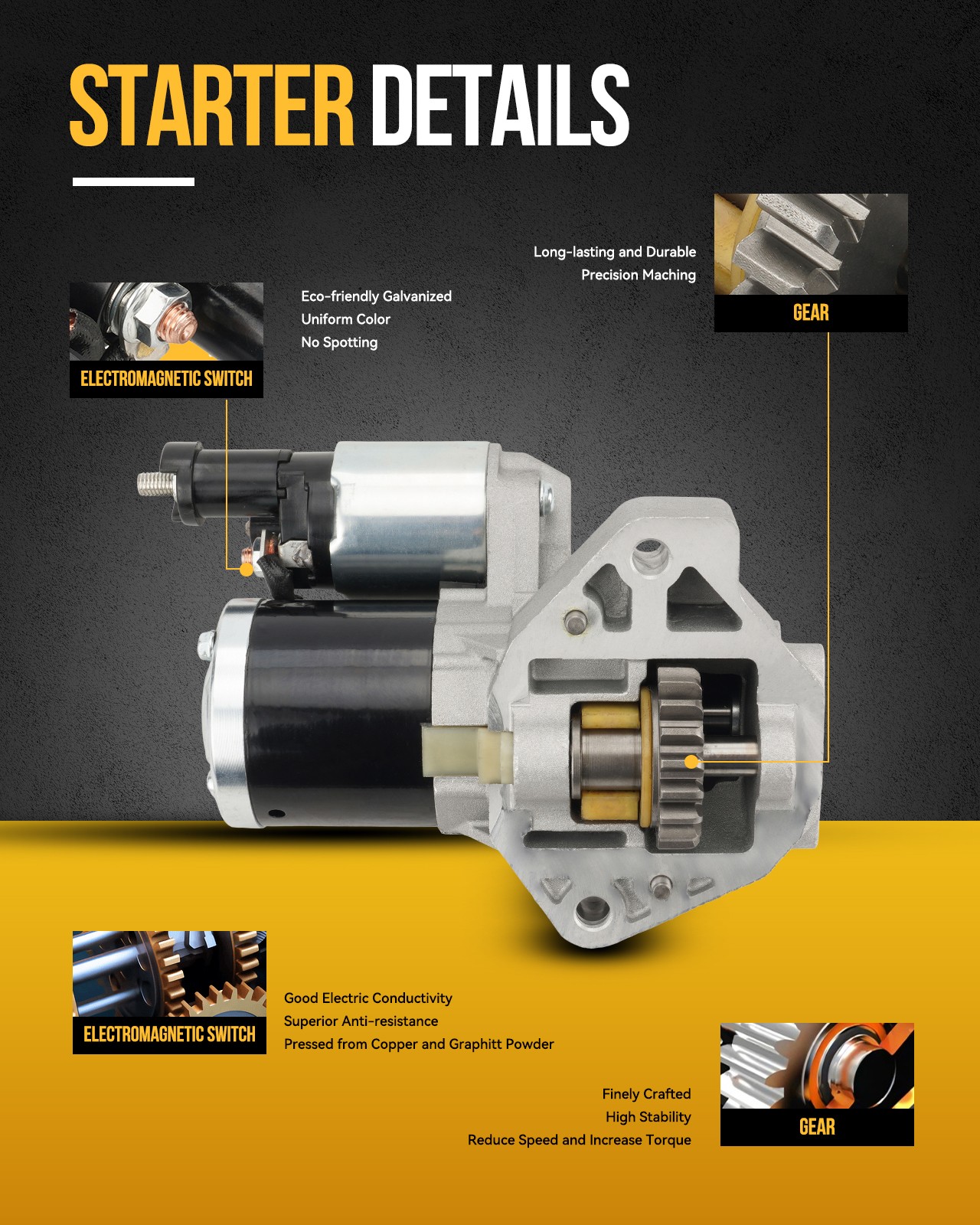 Starter Fit For 2015-2018 Kia Optima 2.4L 2017-2018 Hyundai Santa Fe Sport 6975N