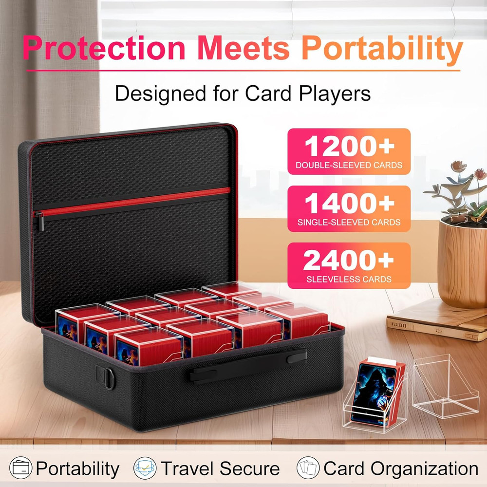 Card Deck Box with Portable Case, 12 Pack Clear Commander Deck Box with 12 Divid