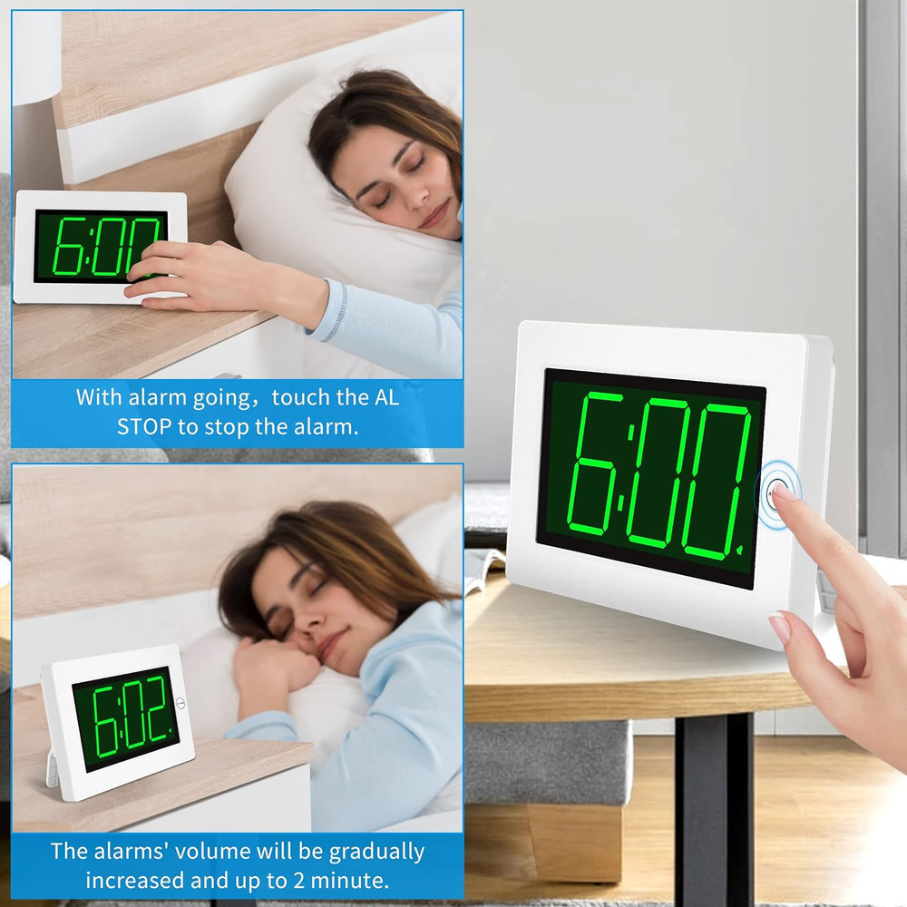 LED Digital Clock, Alarm Clock, Wall Clock, 3" LED Digit Display, Adjustable Bri