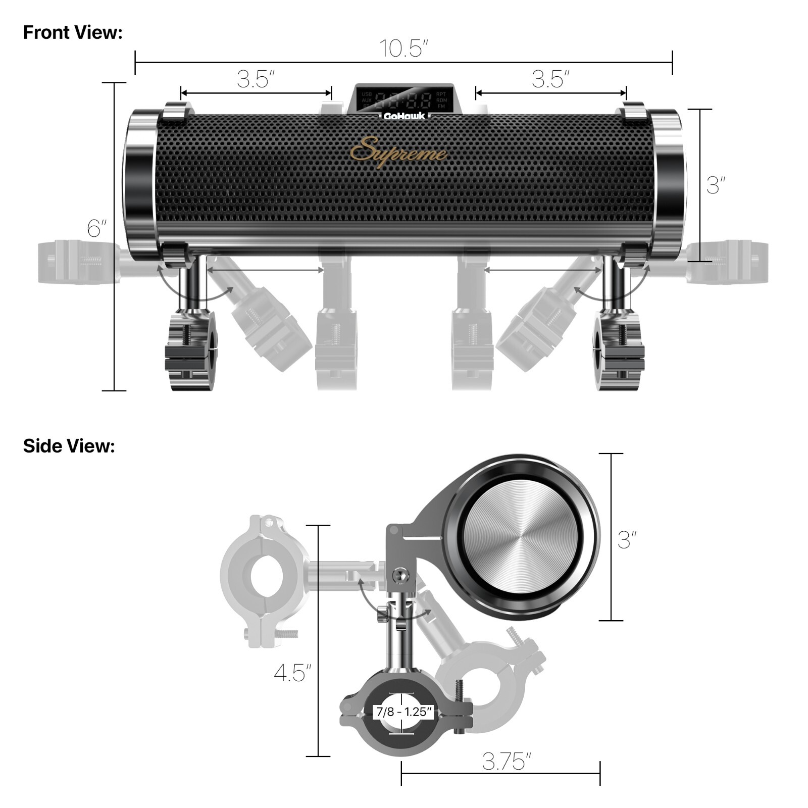 Waterproof Bluetooth Motorcycle Stereo 6 Speaker Soundbar Audio System USB Radio