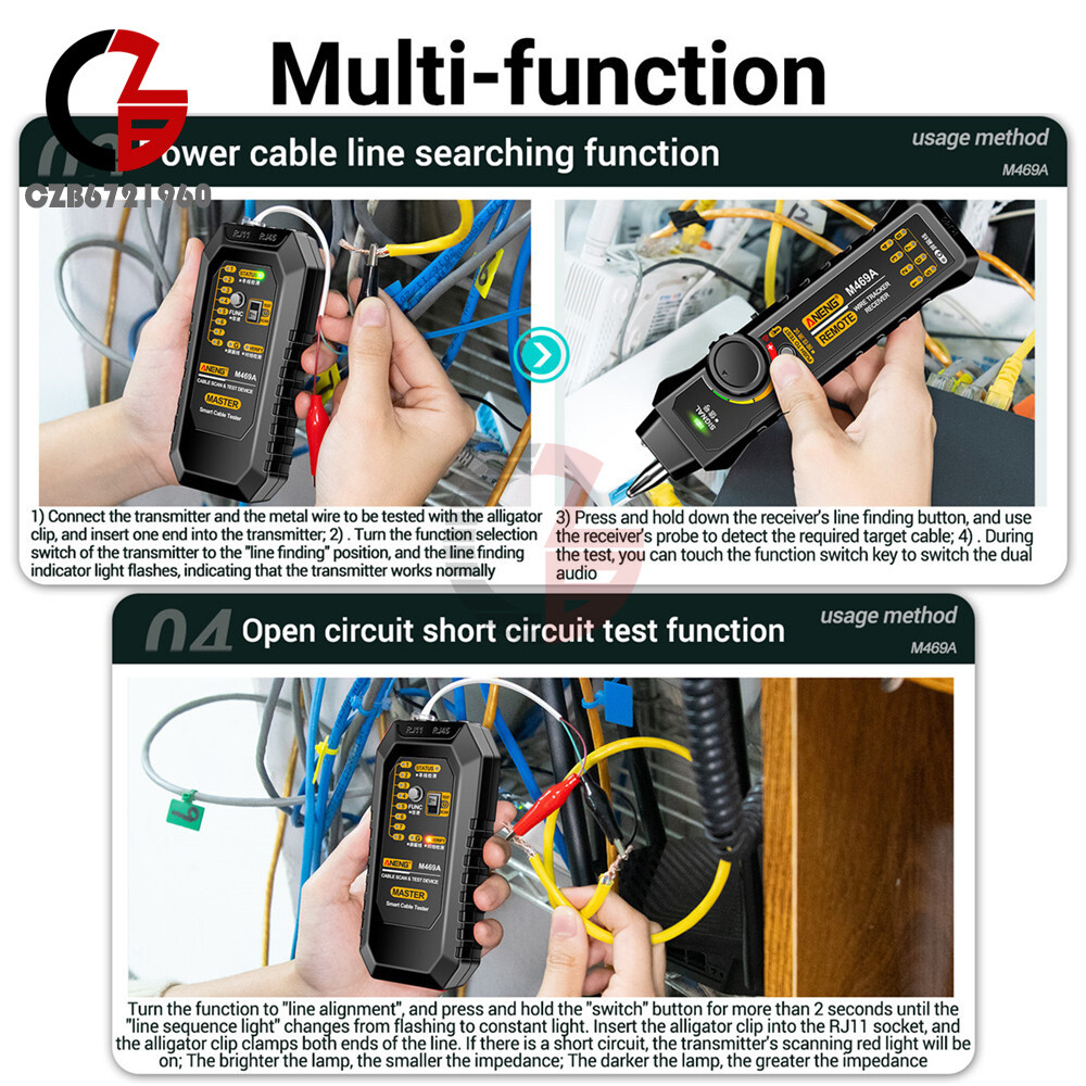 ANENG M469A Multifunctional Network Cable Tracker Networking Analyzer RJ11/RJ45