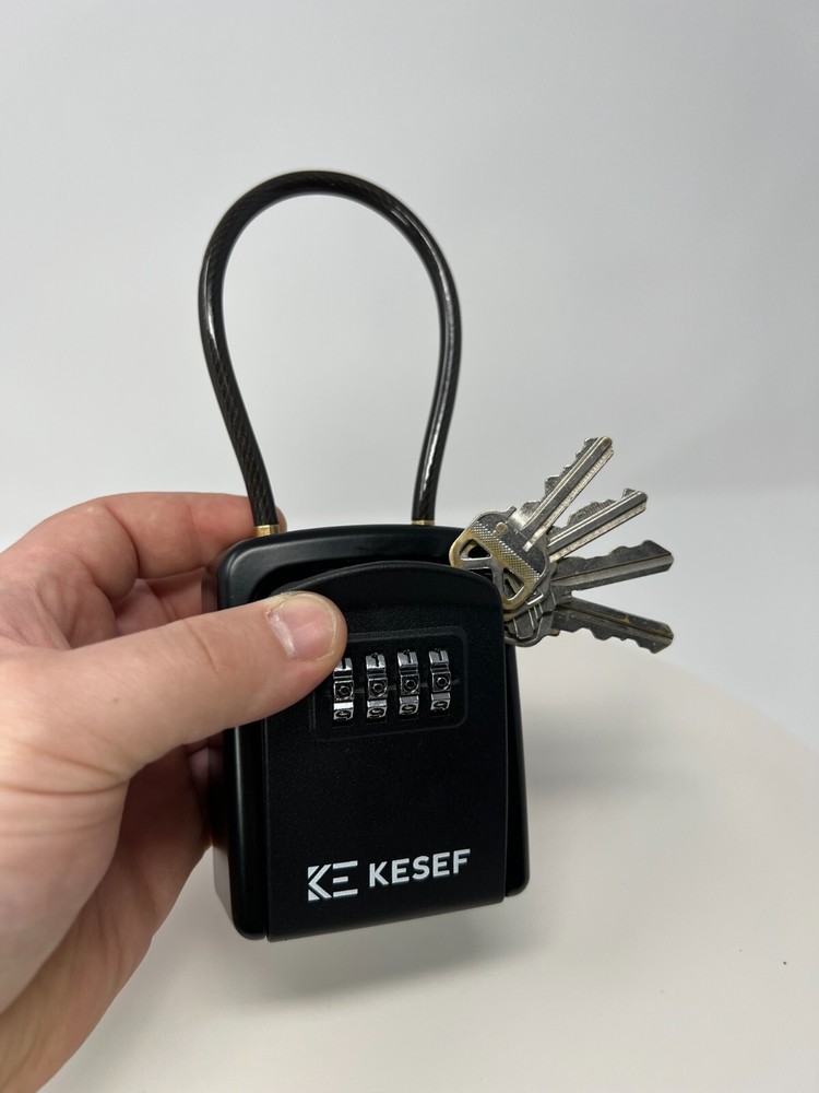 4 Digit Combination Security Lock Box 5 Keys Waterproof Black - Flexible Latch