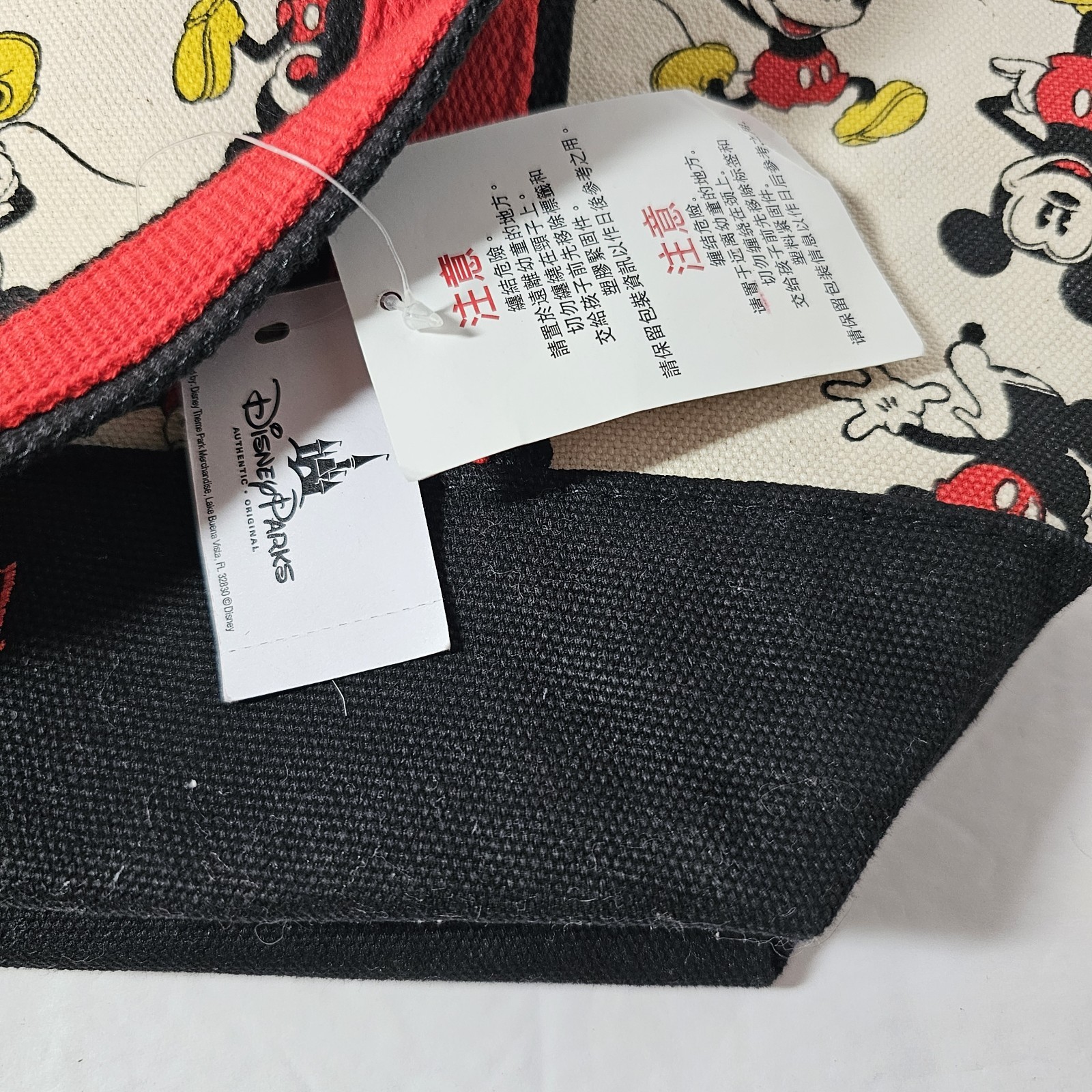 Disney Parks Walt World Canvas Mickey Mouse Allover Tote Bag Heavy Duty Zipper