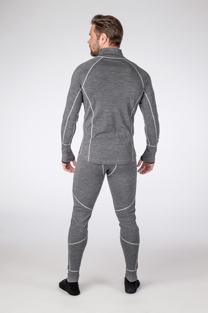 Halvarssons Warm Polo Merino Wool Base Layer Top - Grey