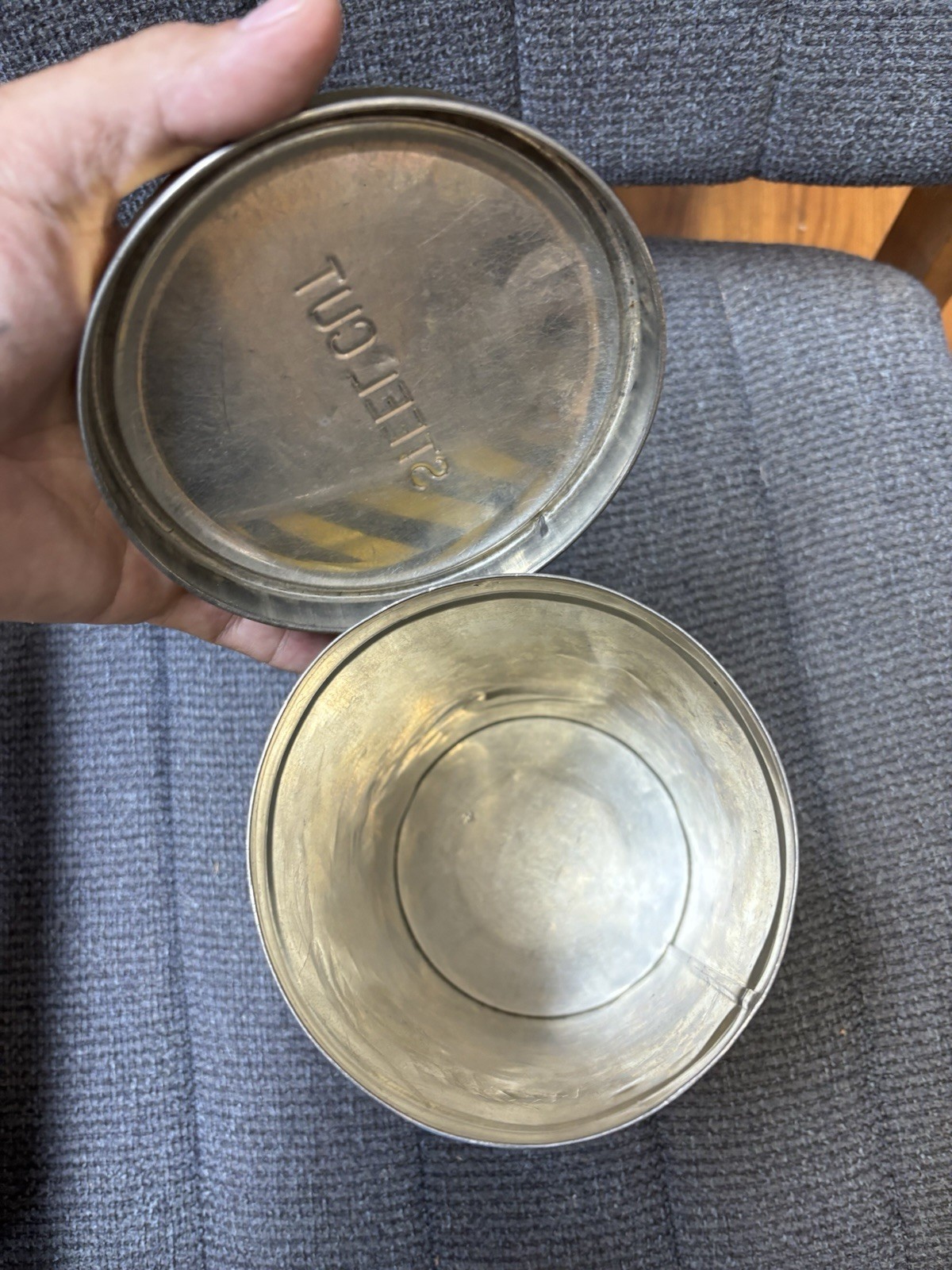 Vtg Caswells coffee 31lb coffee can tin yellow and blue brand advertising litho