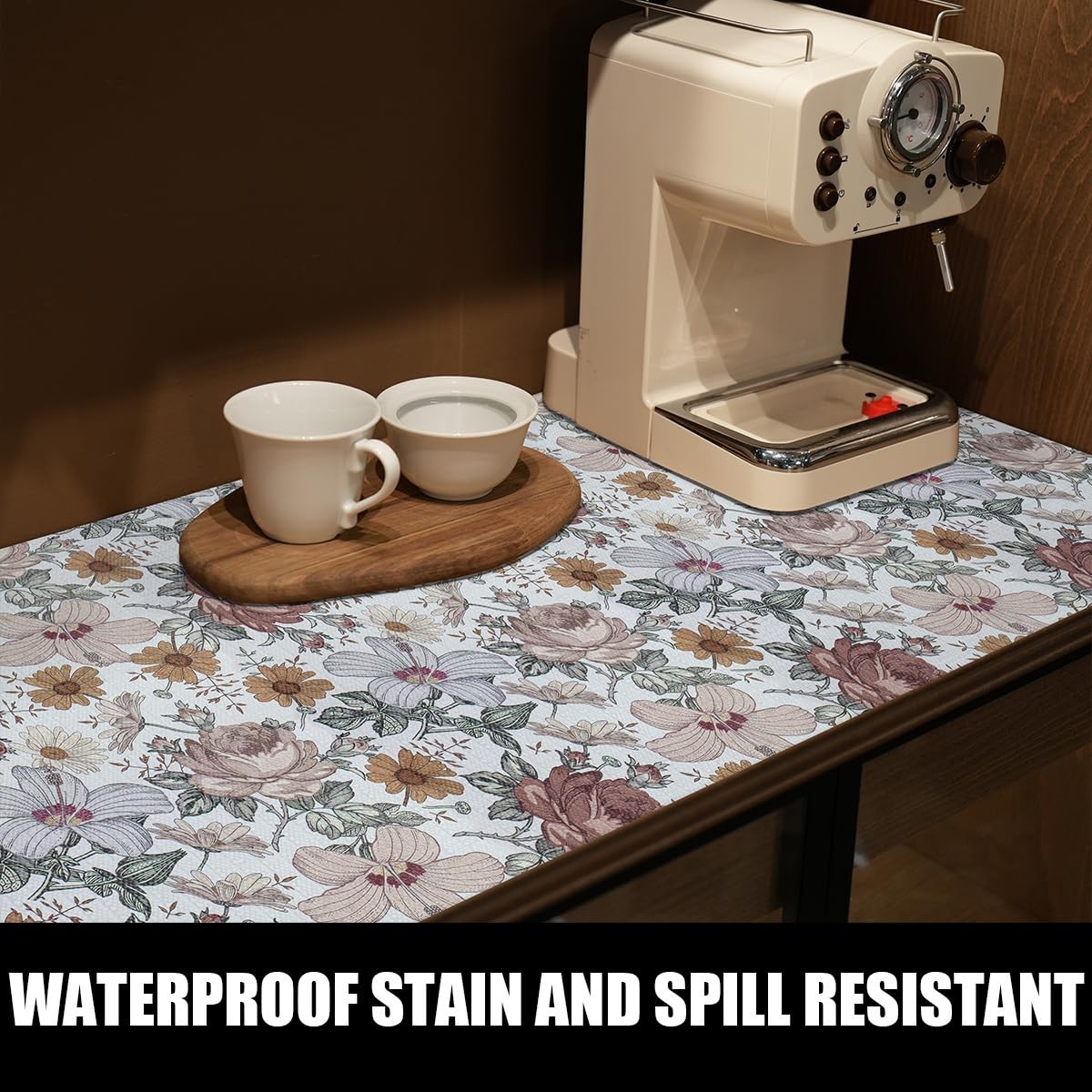 Floral Drawer Shelf Liners, Non Adhesive and Strong Non-Slip Cabinet Drawer S...