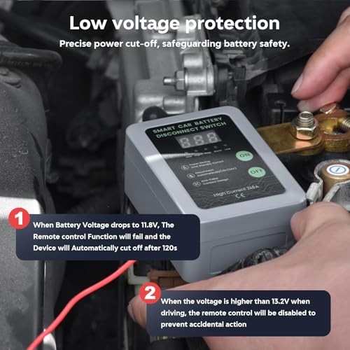 Kill Switch for Car - 12V Remote Battery Disconnect Switch Smart with LED
