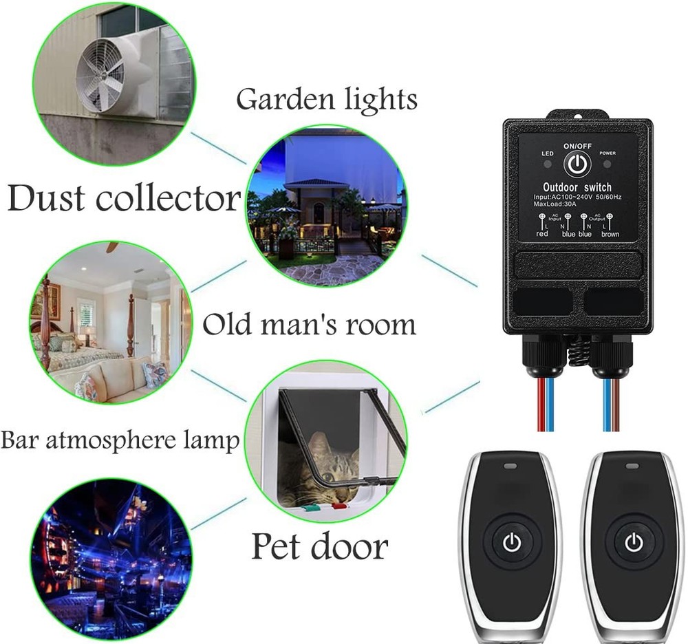 Wireless Lights swicth kit,Waterproof Remote Power Switch, AC...