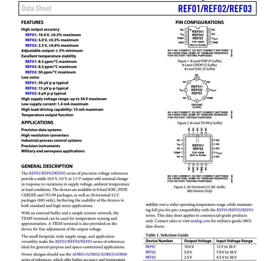 2X REF02CP 5V Precision Voltage Reference/Temperature Trangsducer REF02