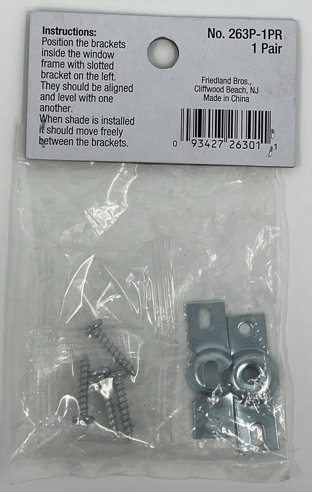 Friedland 263P-1PR Silver Inside Mount Spring Roller Shade Bracket with Hardware