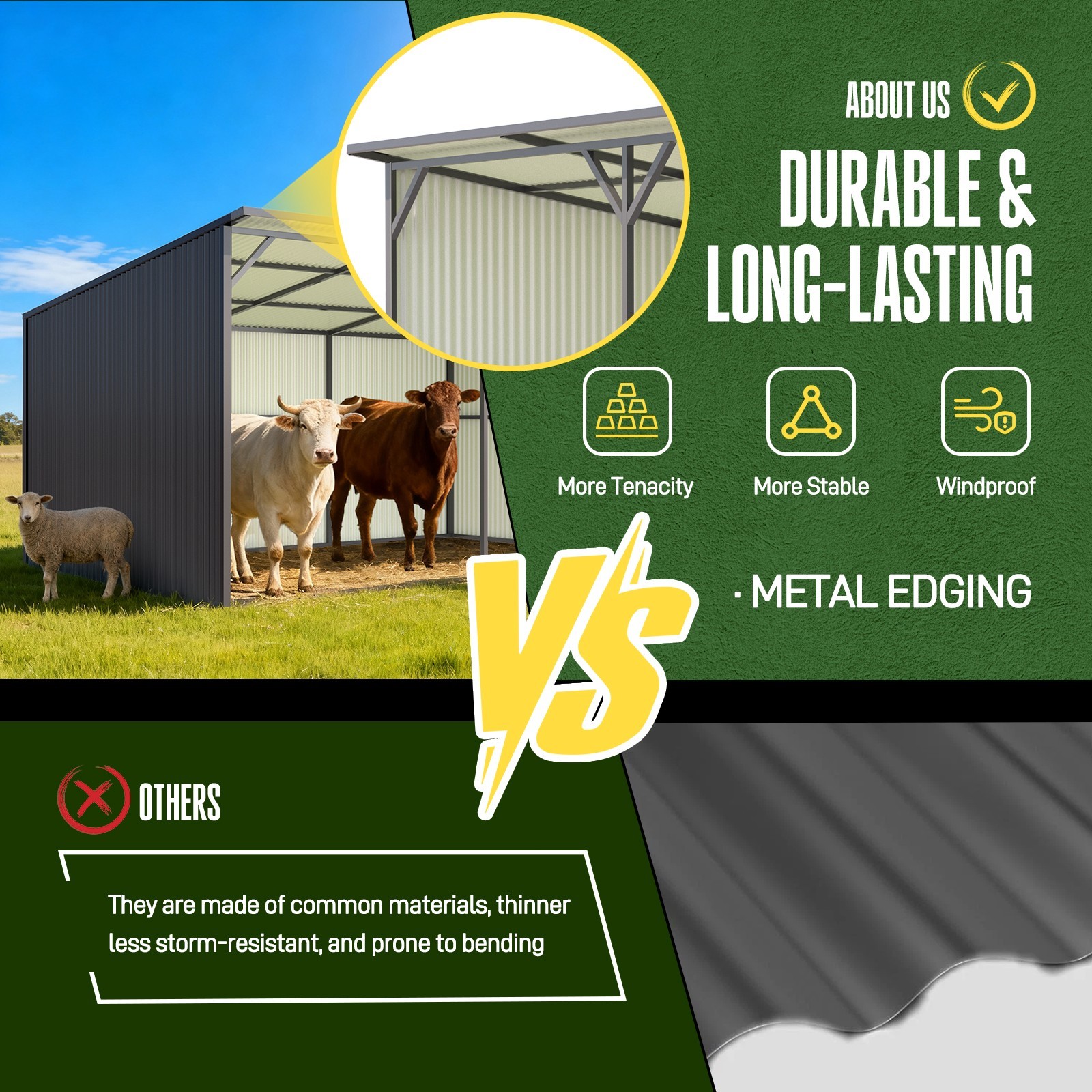 New 20x12 Ft Metal Livestock Shelter Run-in Shed for Cattle Horse Goat free ship