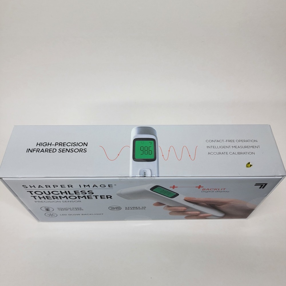 Sharper Image High Precision Touchless Thermometer - White - Digital Display NEW