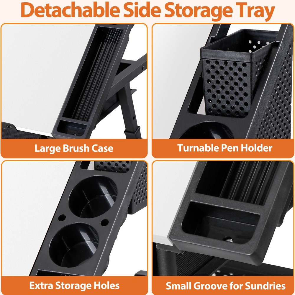 Drawing Drafting Table Stage Platform Adjustable Height W/ Stool Outlet White