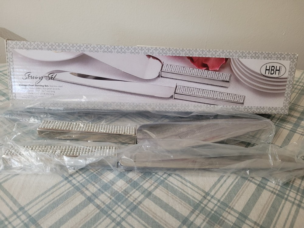 Wedding Pearl Knife & Server Set - Stainless Steel