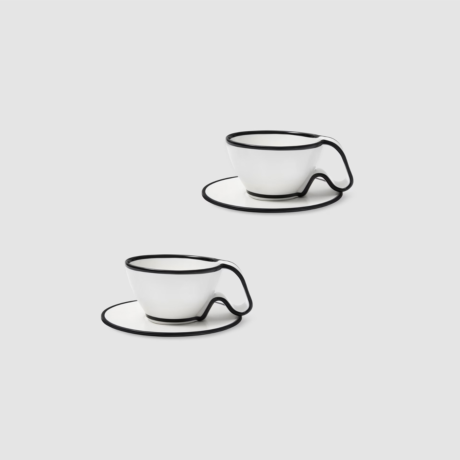 Nuflaat Line Black Cappuccino Cup and Saucer Set 2pcs_fedex