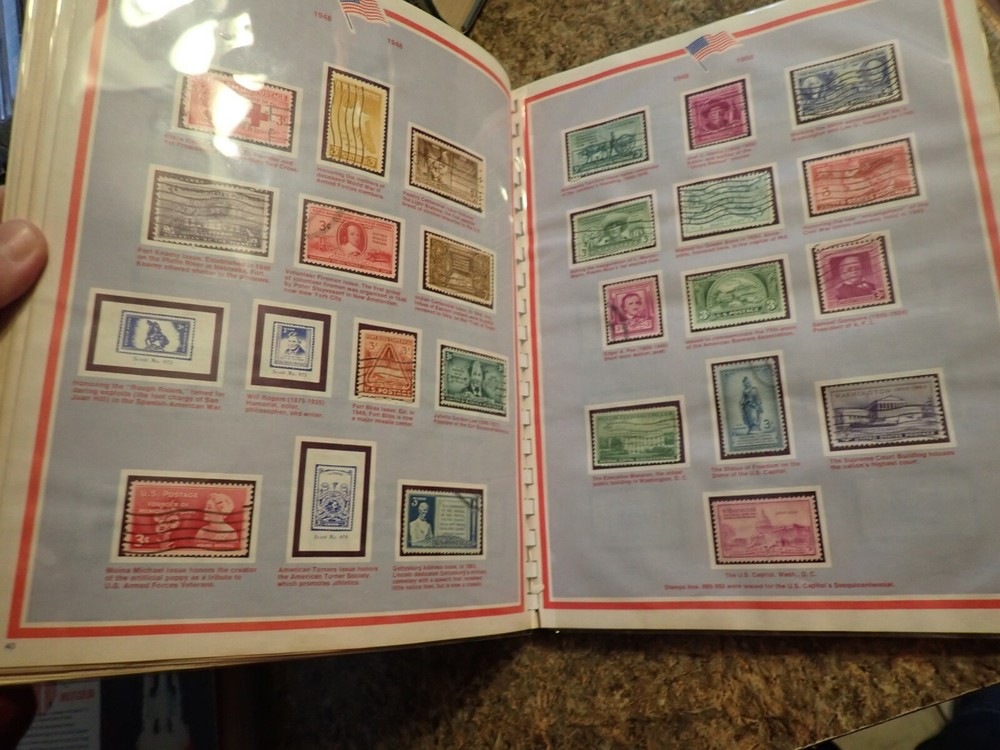 1971 Scott USA Stamp Album - 603 most used/cancelled stamps - spiral bound