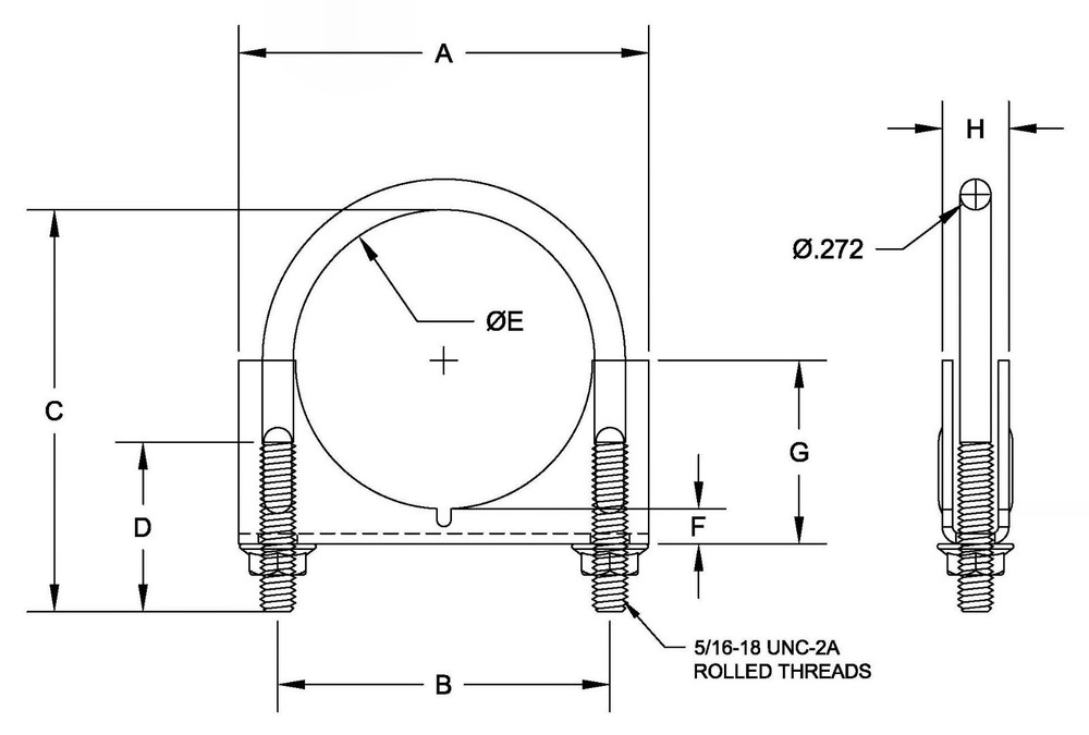 10 pc. U-Bolts pipe size 2"