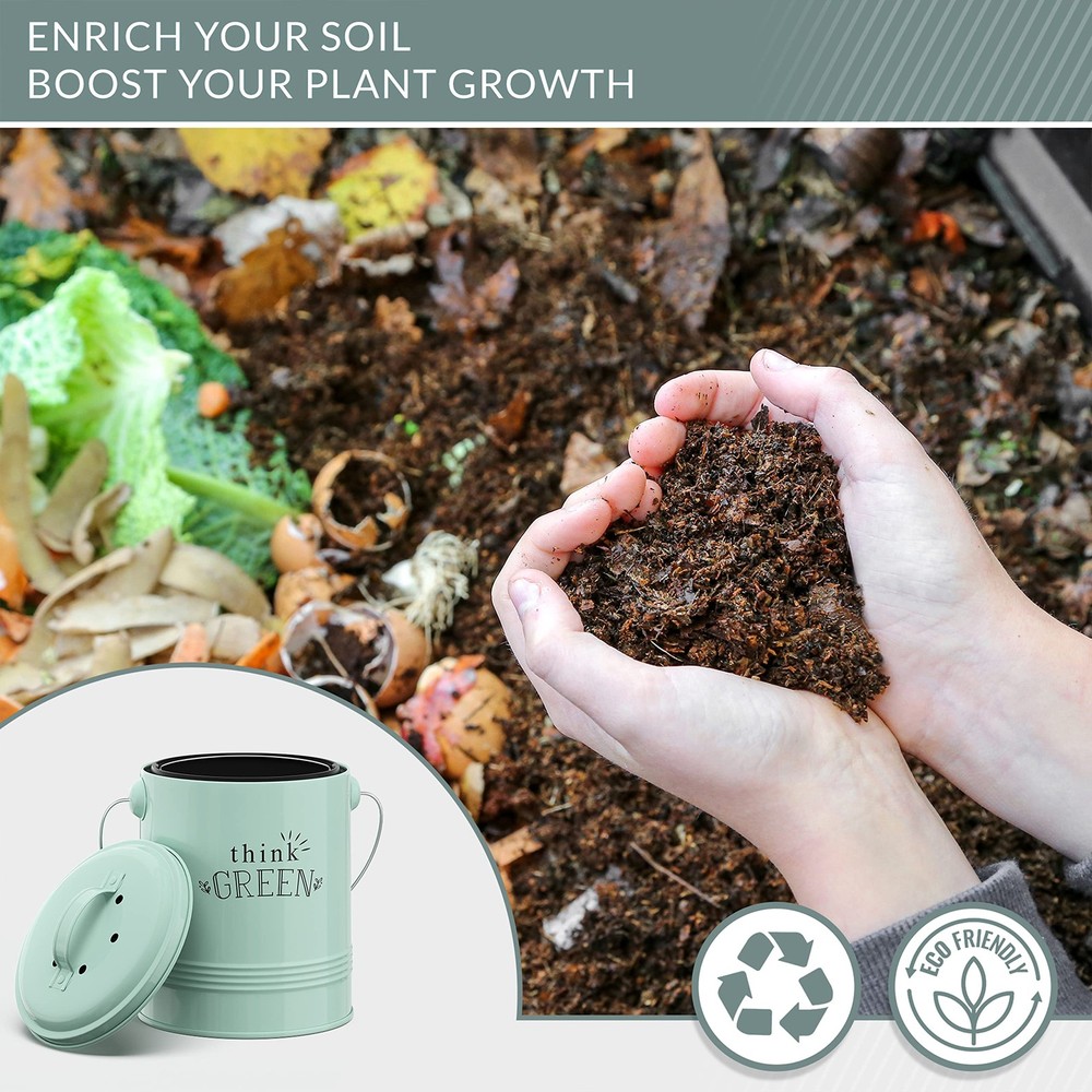 Compost Bin for Kitchen Counter - 1.2 Gallon Countertop Composter with Extra ...