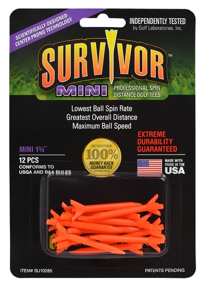 Greenkeepers 1 3/4" Survivor Mini Performance Golf Tee orange