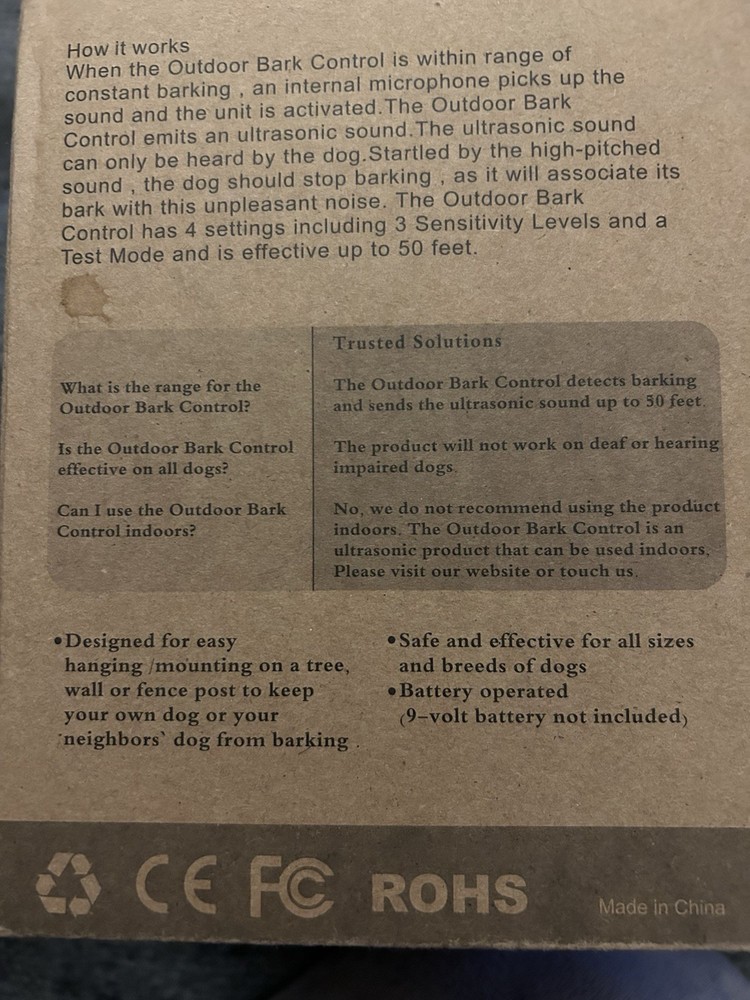 New Decorative Sonic Anti Bark Control Device Deter Nuisance Barking Waterproof