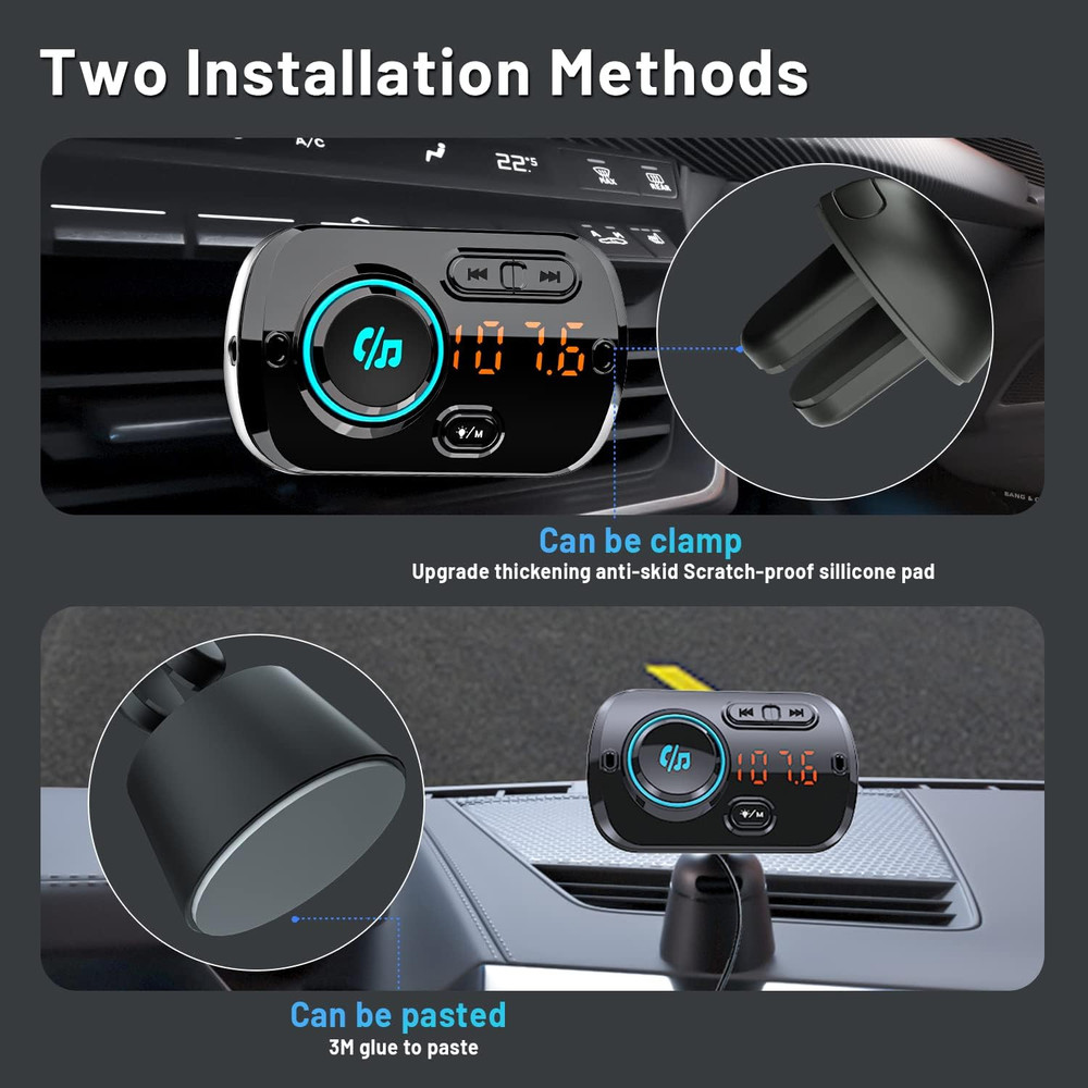 Bluetooth FM Transmitter for Car, Wireless Radio Adapter Car Music Player Receiv