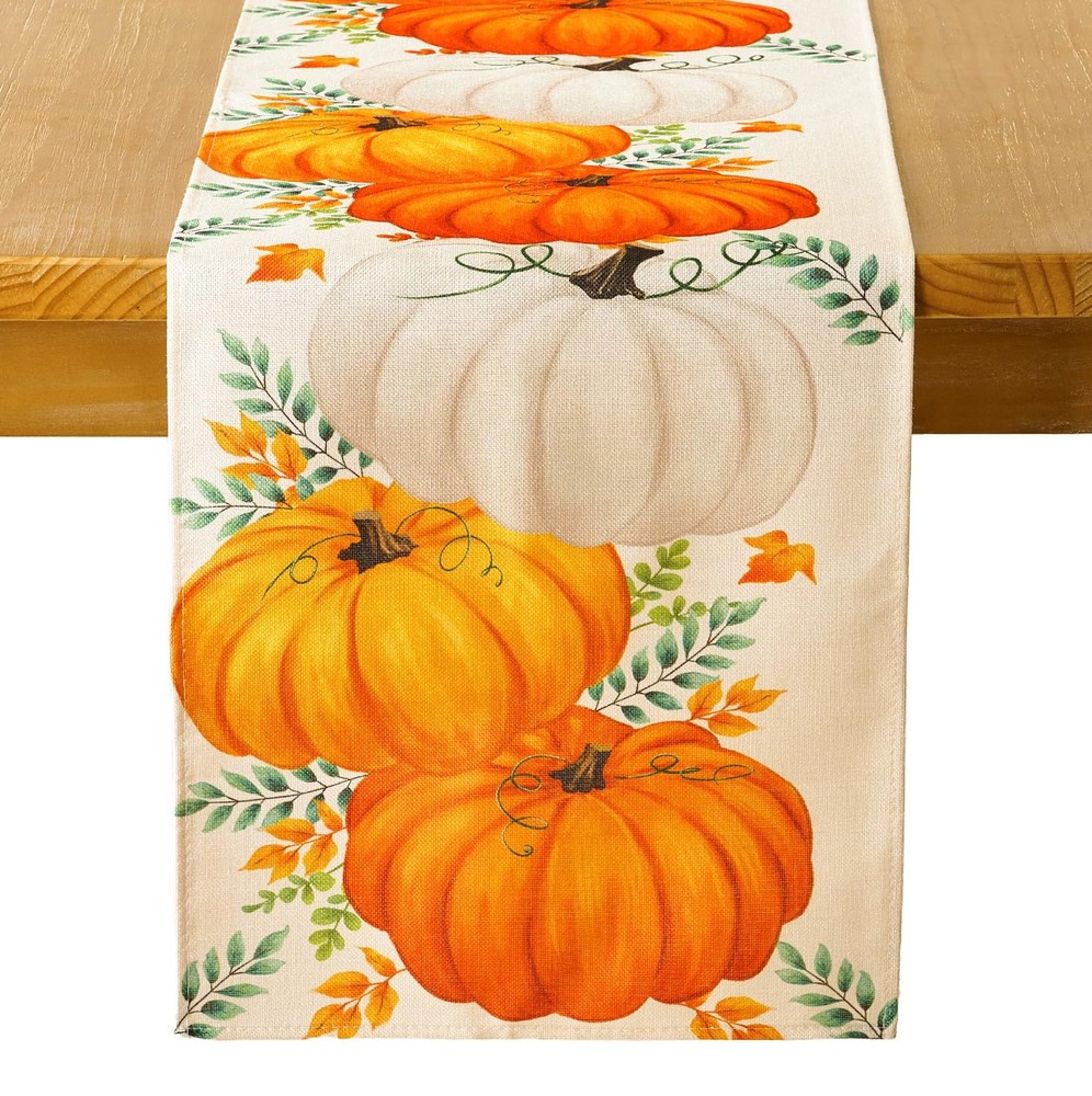 Thanksgiving Table Runner for Thanksgiving Decorations, Fall Table Runner wit...