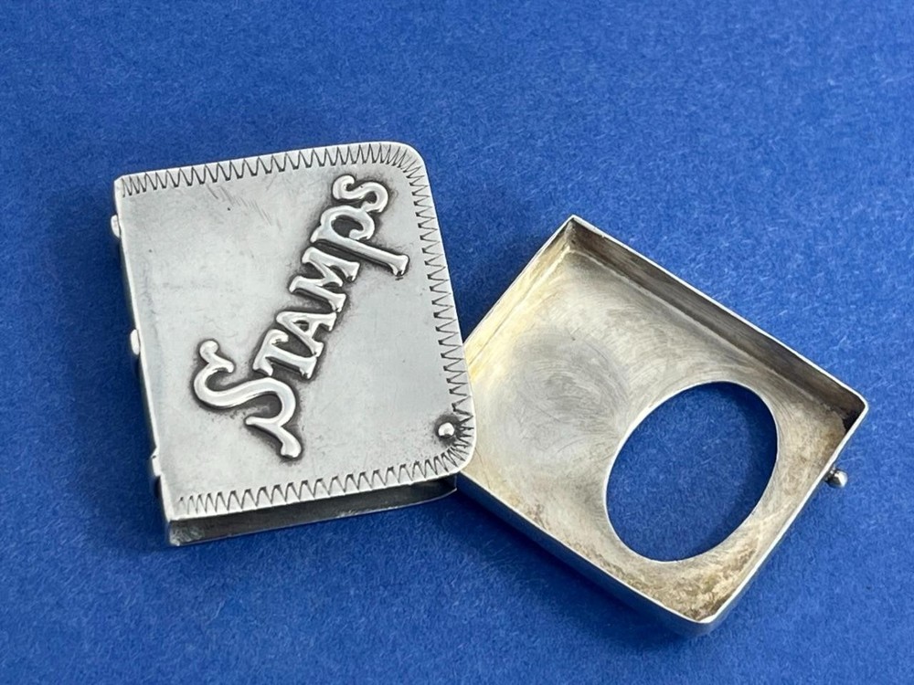 NICE VINTAGE SOLID SILVER STAMP BOX / CASE LON 1990