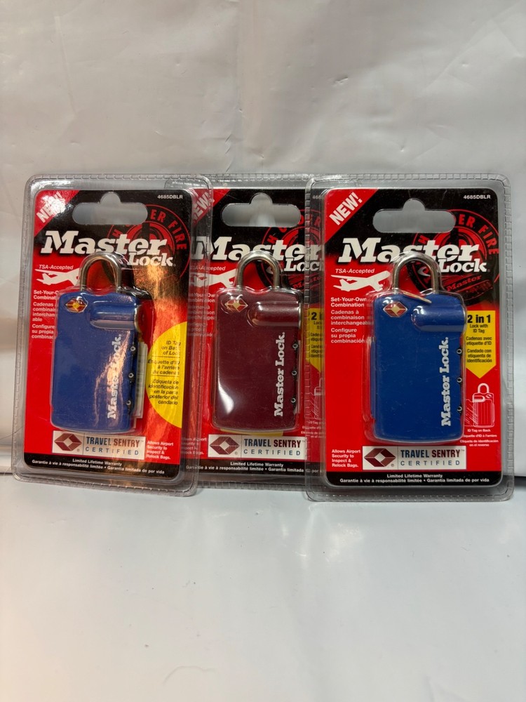 "THREE" Master Lock TSA-Accepted Set Your Own Combination!