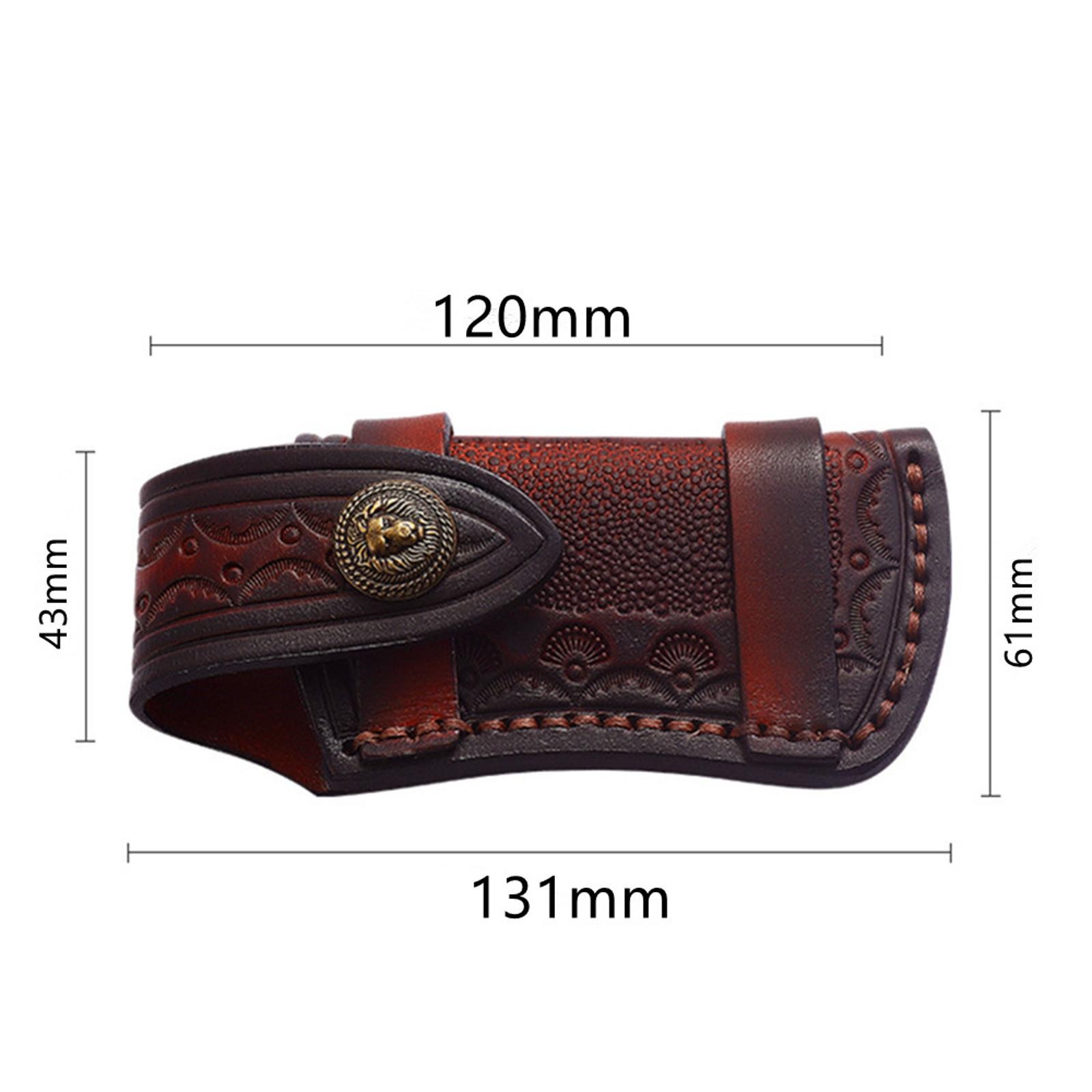 Genuine Leather 4'' Folding Knife Holder Sheath Leather Storage Pouch Belt Bag f