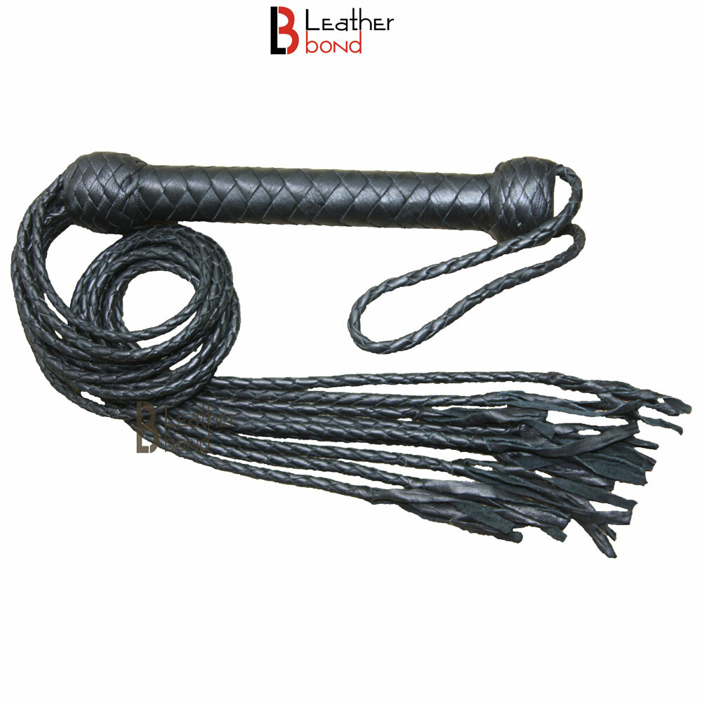 Genuine Real Leather Flogger Bull Hide Leather Flogger whip 09 Braided Falls