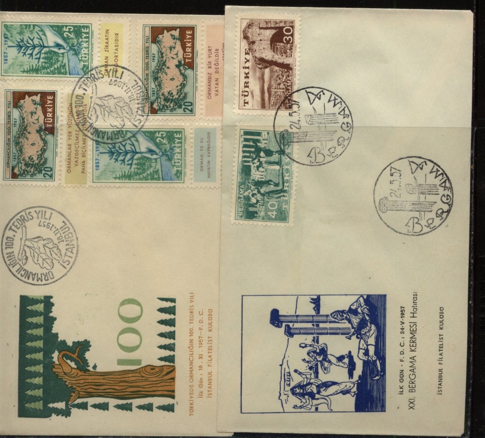 Turkey  2 nice  cachet  first day covers  1957      GP0508