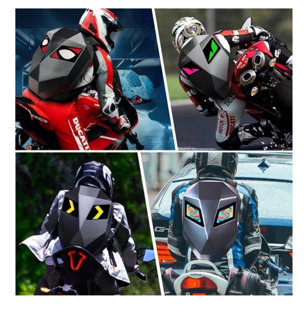Motorcycle LED Knight Backpack Laptop Bag DIY programming Backpack 3D Waterproof