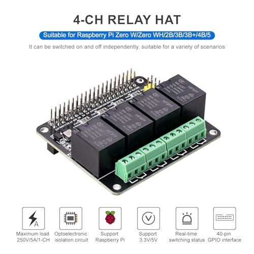 Single Board Computers 4-CH Relay HAT for Raspberry Pi - Optocoupler