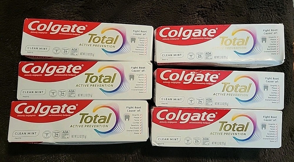 6 Colgate Total Active Prevention Clean Mint Toothpaste 3.3oz -EXP: 7/27+