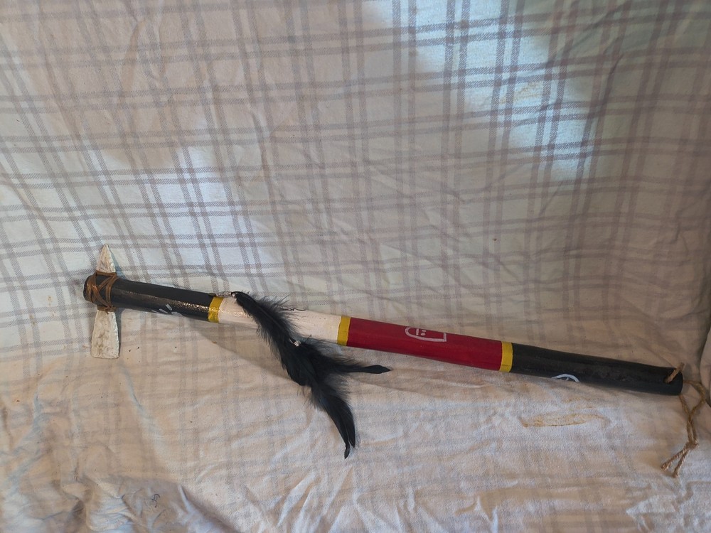 Native inspired white quartz blade tomahawk