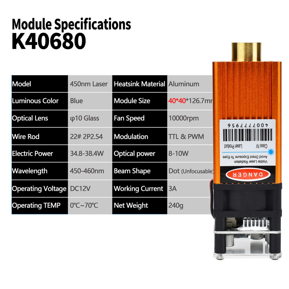 10W Diode Laser Module Head for CNC Laser Engraver Cutting Machine Fixed Focus