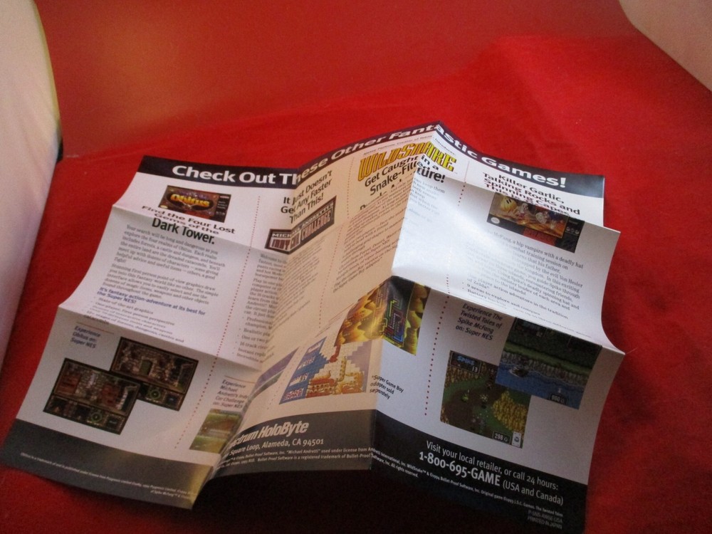 Spectrum HoloByte Super Nintendo SNES Foldable Poster Insert ONLY