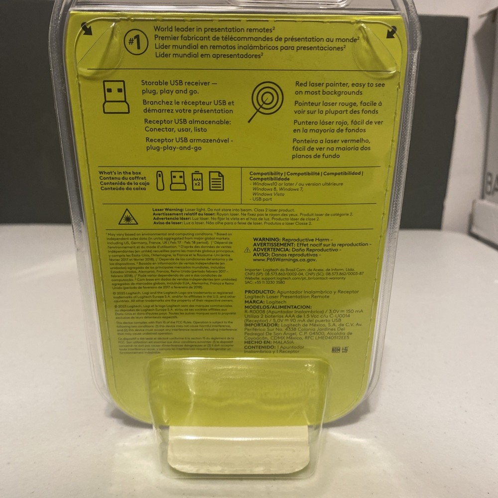 Logitech Laser Presentation Remote - Black Windows Compatible Brand New