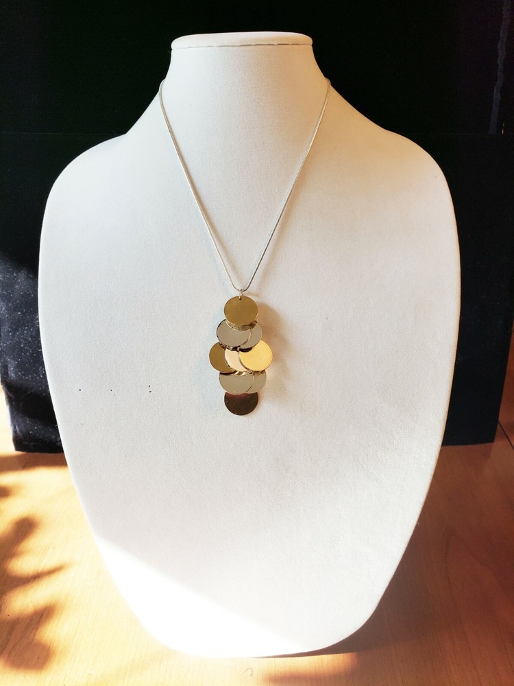 UNBRANDED - BRASS & SILVERTONE DISCS PENDANT - 19"