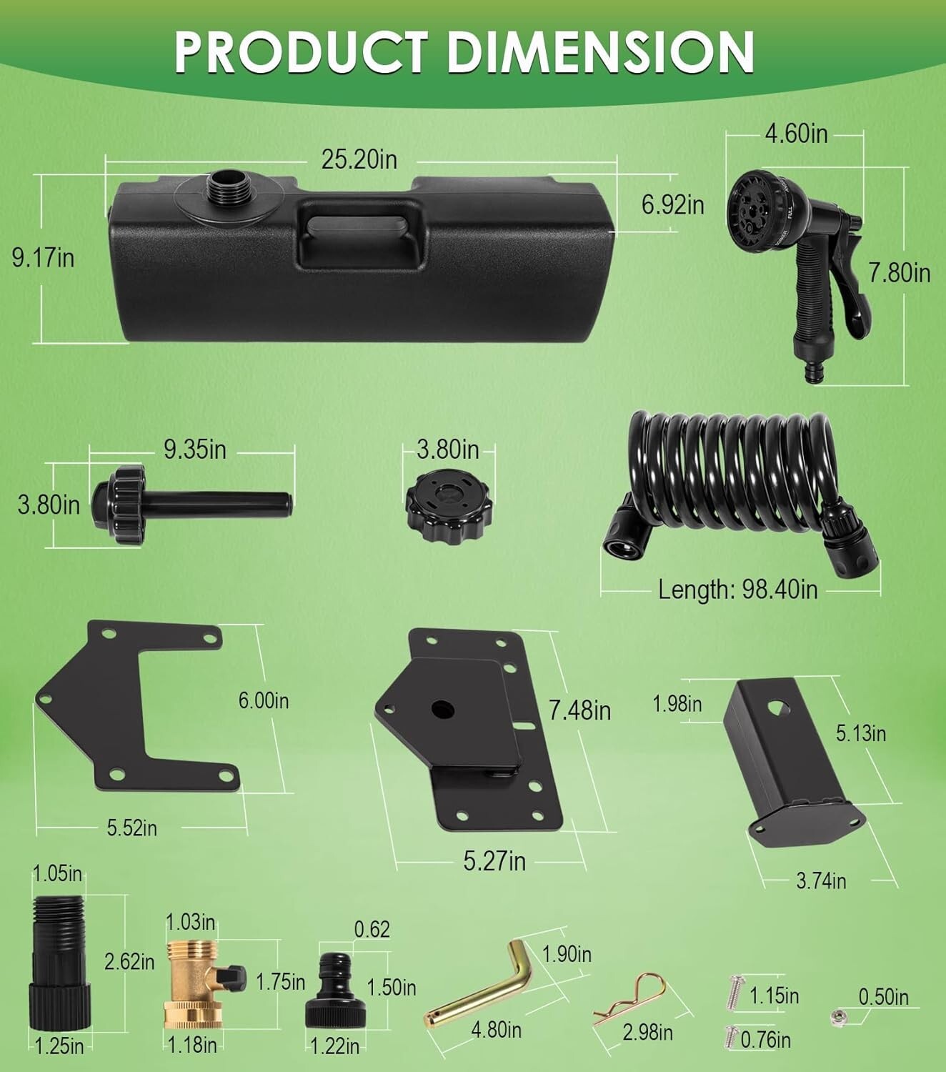 4.0 Gallon Self-Pressurized Water Tank for Camping Showers, Multiple Mounting