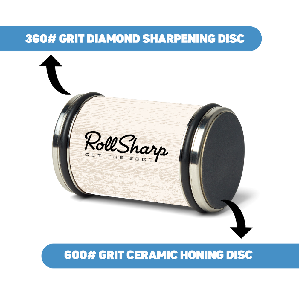 White RollSharp - Rolling Knife Sharpener "Get the Edge" Sharper Kitchen Knives