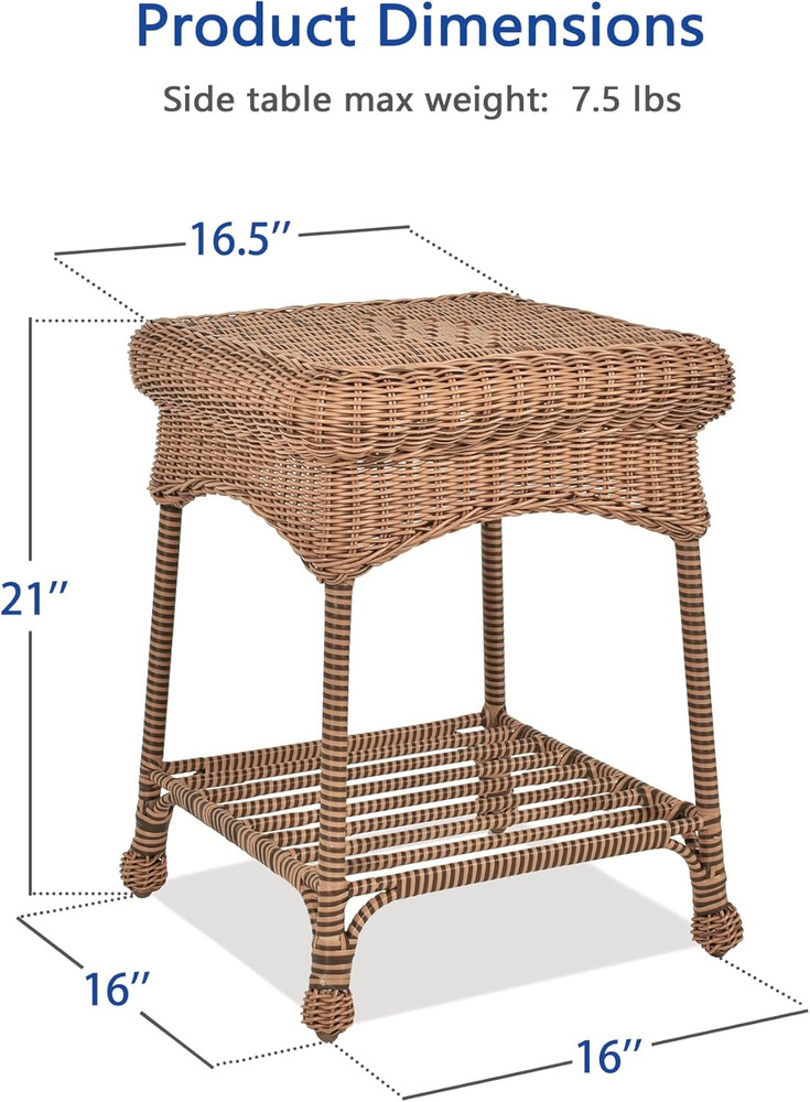 Outdoor Honey Wicker End Table